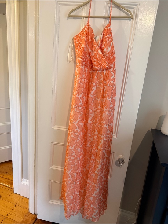 Shoshanna Dresses & Skirts - Shoshanna Orange and White Floral Print Maxi Dress size 10 halter nwt v neck